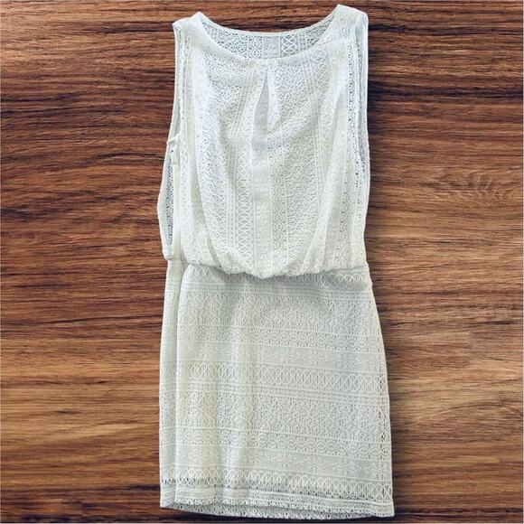 Bisou Bisou Women's White Lace Overlay Dress Size 10 Knee Length - Picture 1 of 9